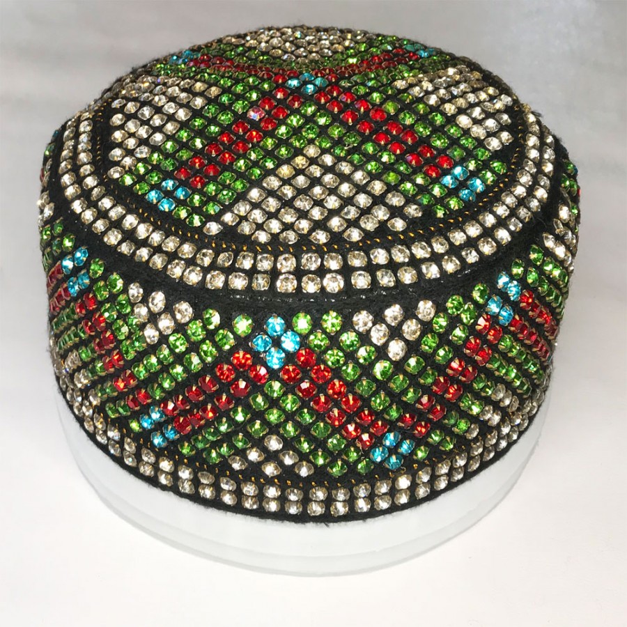 Multi Color Round Full Sindhi Nagina / Zircon Cap or Topi MKC-938